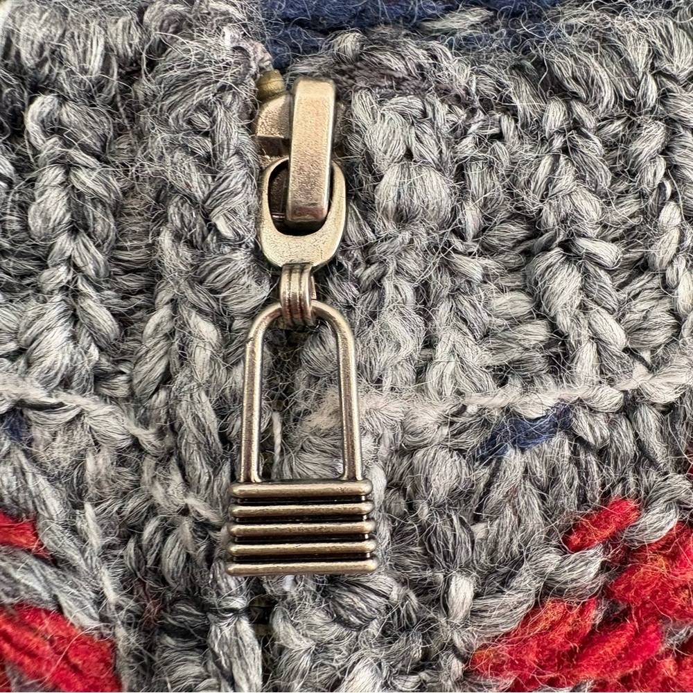 Tangents Red and Blue Patterned Zip-Up Sweater - Picture 2 of 7